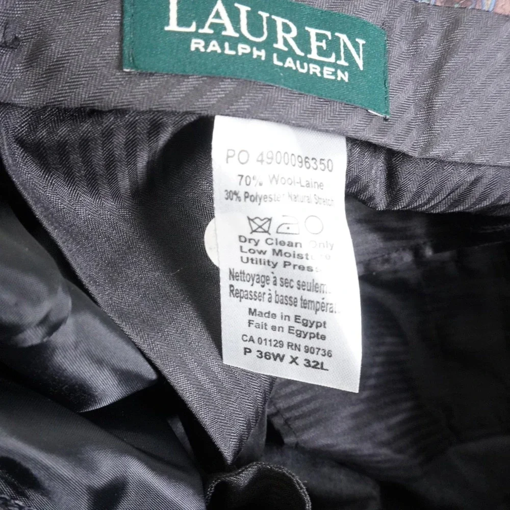 LRL Ralph Lauren Dress Pants Mens 36x32 Gray Pleated High Waist Rise Wool